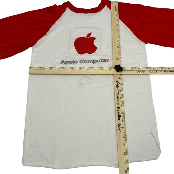 Vintage Apple Computers Raglan T Shirt Mens XS Picasso Macintosh 128K 80s Red - Picture 9 of 9